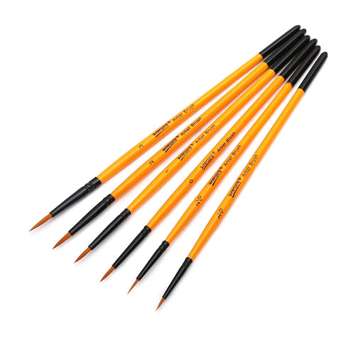 6 miniature round nylon paintbrushes - Stationery Island