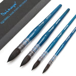 A set of 4 blue coloured Dainayw round squirrel hair paintbrushes - Stationery Island