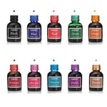 10 different colours of pure colourful 30ml pen ink bottles - Stationery Island