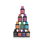 10 different colours of pure colourful 30ml pen ink bottles stacked together like a pyramid - Stationery Island