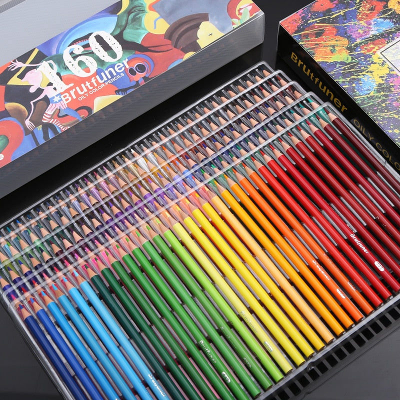 160 oil colouring pencils inside their packaging - Stationery Island