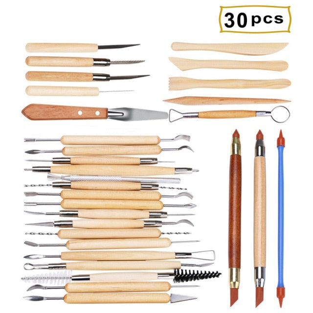 30 pieces included in the clay sculpting tool kit - Stationery Island