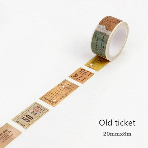 Vintage ticket washi tape that is 20mm x 8m - Stationery Island