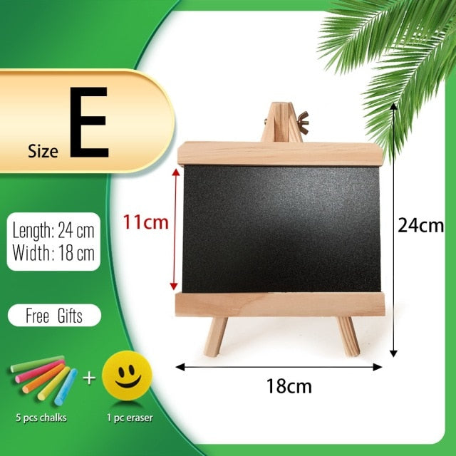 The measurements of the size E mini chalkboard easel with 5pcs chalks and 1 pc eraser included - Stationery Island