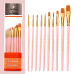 10 pink Dainayw assorted nylon painbrushes shown in their packaging - Stationery Island