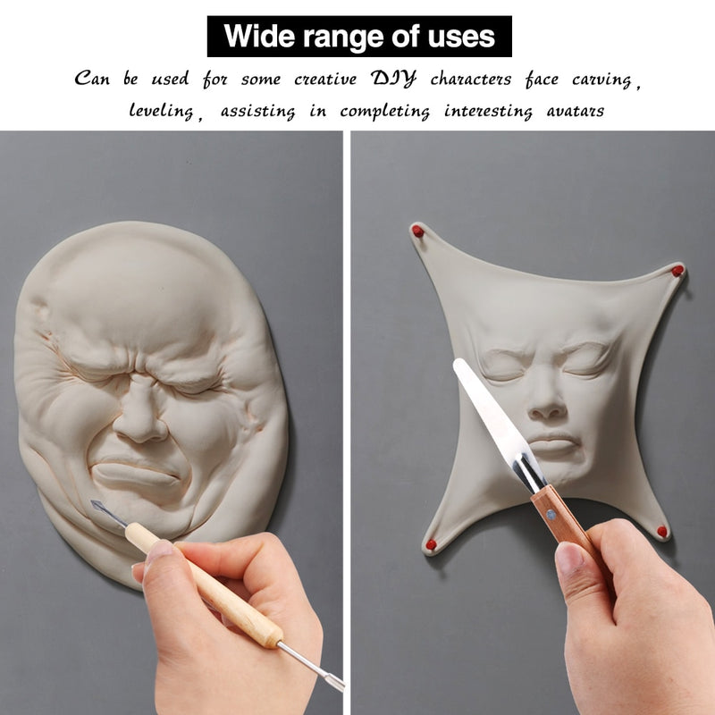 The clay sculpting tool kit can be used to create face carvings - Stationery Island 