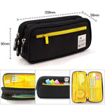 Measurements of the black and yellow zipper pencil case - Stationery Island