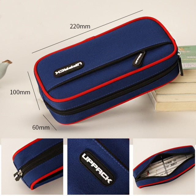 Measurements of the blue and red zipper pencil case - Stationery Island