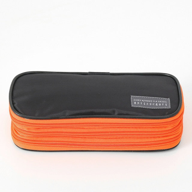 An orange and black zipper pencil case - Stationery Island