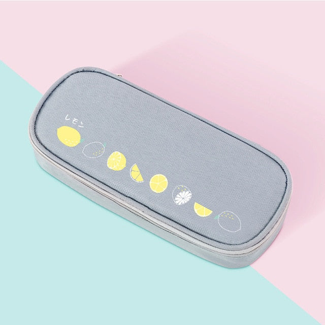 A grey lemon large capacity pencil case - Stationery Island