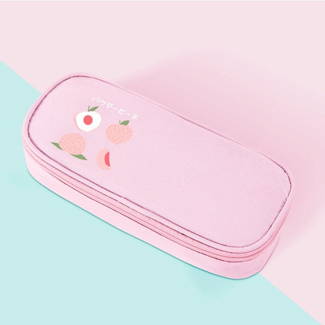 A pink peach large capacity pencil case - Stationery Island