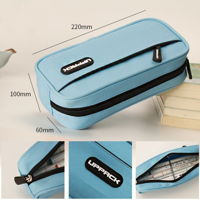 Measurements of the sky blue zipper pencil case - Stationery Island