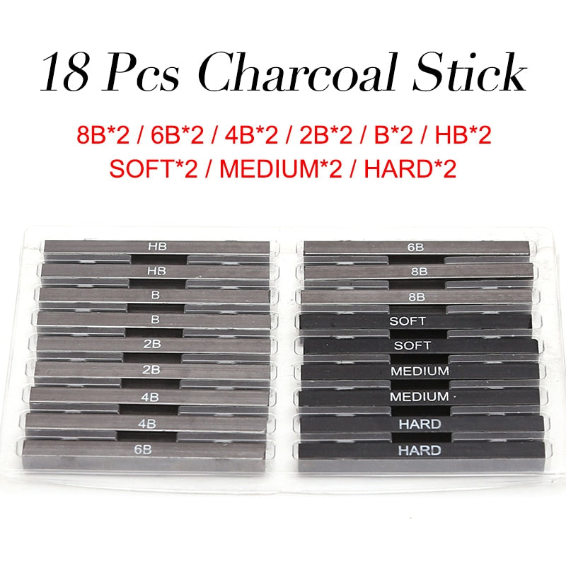 18 pieces of charcoal sticks - Stationery Island