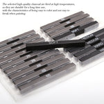 Description of charcoal sticks being of high quality, long lasting and not easily breakable - Stationery Island