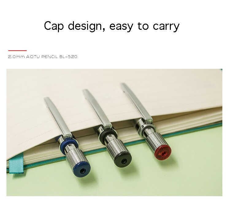 The Baile 2.0mm 2B mechanical pencils have a cap design making it easy to carry - Stationery Island