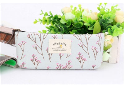 A blue floral zipper pencil case - Stationery Island
