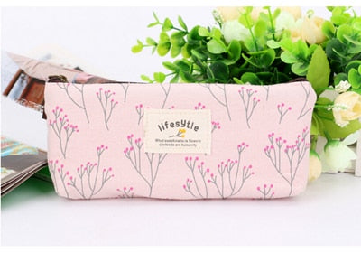 A pink floral zipper pencil case - Stationery Island