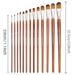 Measurements of the Dainayw filbert nylon brushes ranging depending on the brush size - Stationery Island 