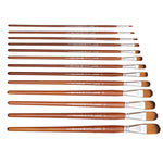 13 Dainayw filbert nylon brushes laying flat in a row - Stationery Island