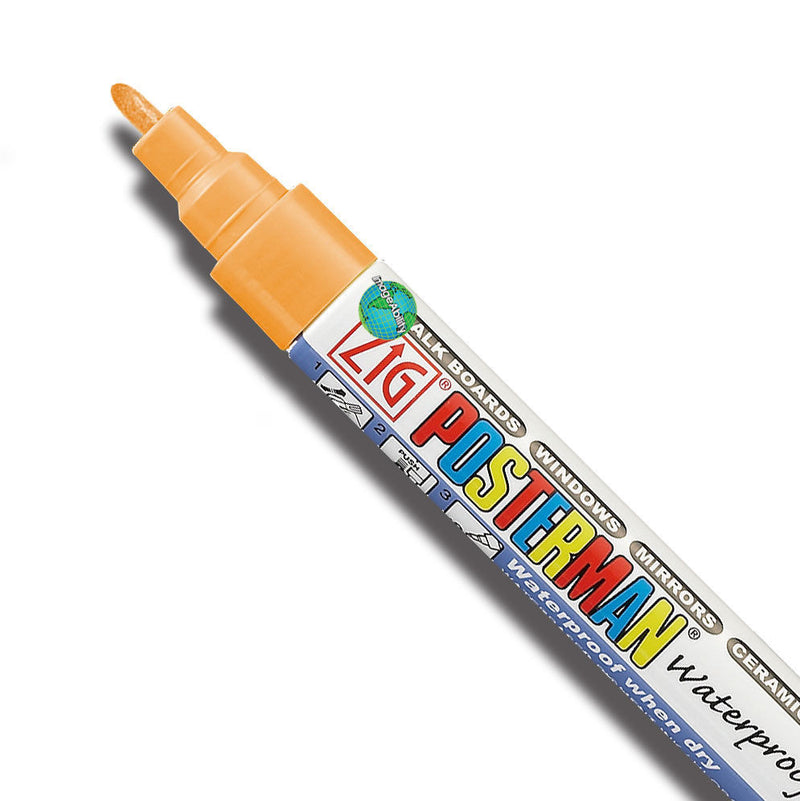 Kuretake ZIG Posterman Waterproof Chalk Pen - 1mm Fine Nib - 23 Colour Variants