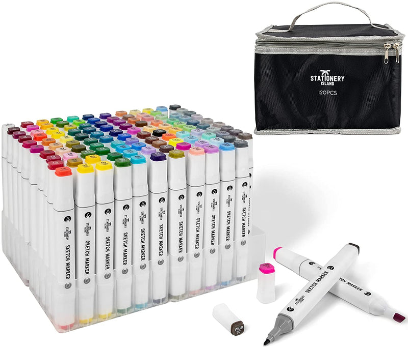 Assorted Colours Sketch Markers & Soft Carry Case - Set of 120
