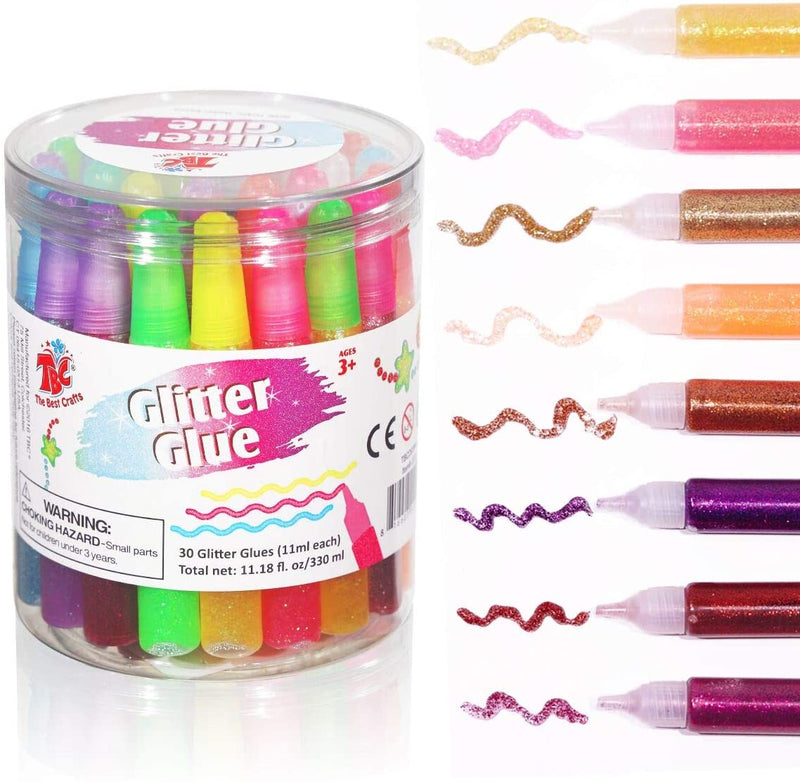 A set of 30 TBC glitter glue pens - Stationery Island 